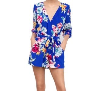 Yumi Kim Liz blue and pink print romper dodger blue 22290